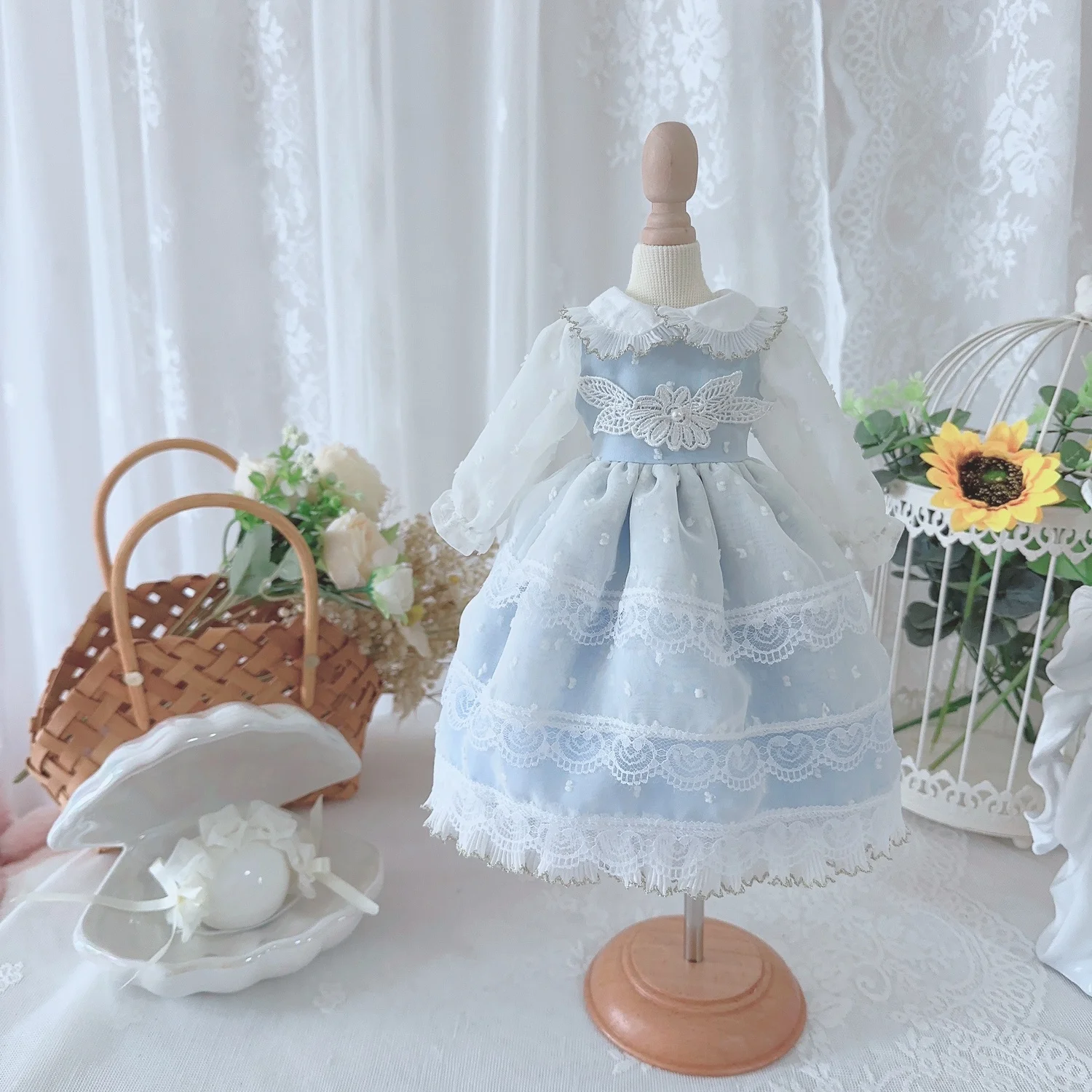 

Одежда для куклы BJD, подходит для размера 1/3, 1/4, 1/6, аксессуары для кукол с длинными рукавами и кружевом (юбка + головной убор)