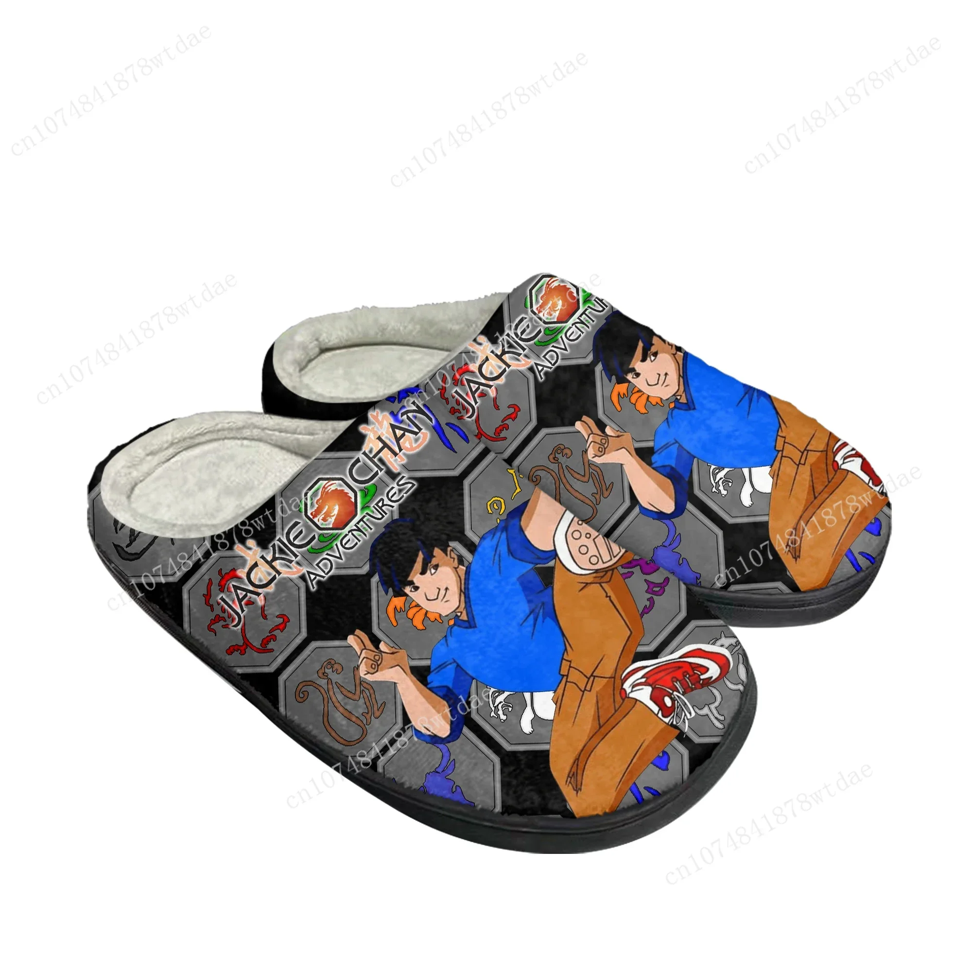 Jackie Chan Adventures Home Cotton Slippers Mens Womens Plush Bedroom Casual Keep Warm Shoes Anime Custom Thermal Indoor Slipper