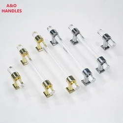 Handles Drawer Cabinet Furniture Kitchen Handles for Cabinet Knob Door Drawer Furniture Kitchen Golden Transparent Crystal