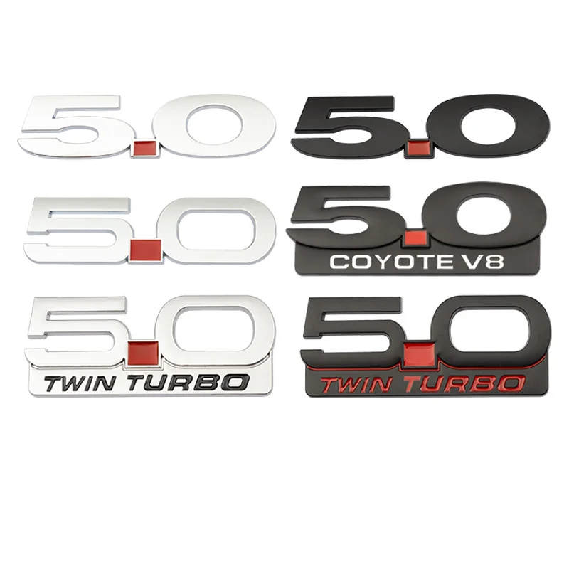 

Car 3D Metal 5.0 Logo Emblem Badge Decals Sticker For Ford Mustang 5.0 Coyote V8 TWIN Turbo Ford Mustang GT500 Shelby Styling