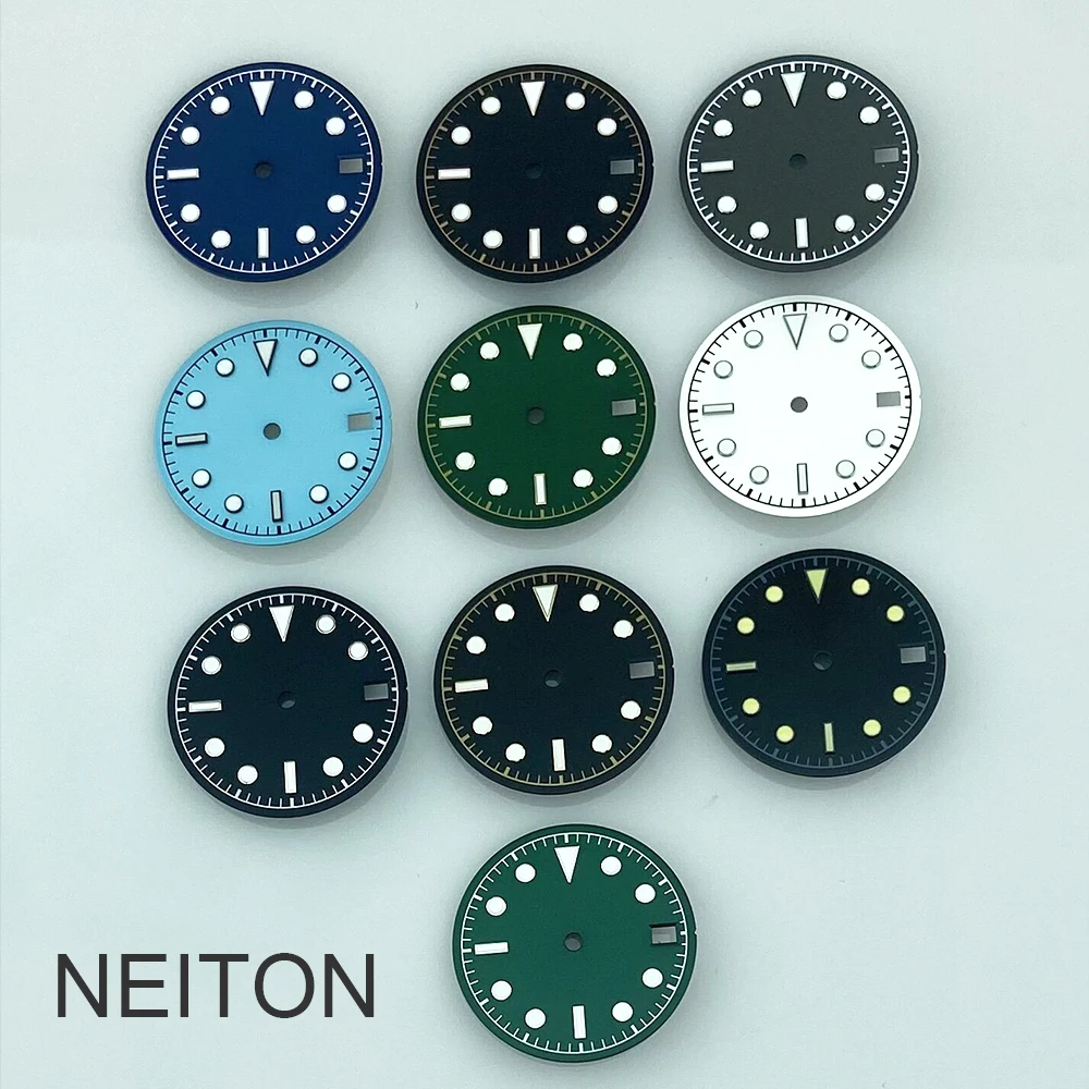 

NEITON 28.6mm sterile green luminous watch dial fit NH36 NH35 movement