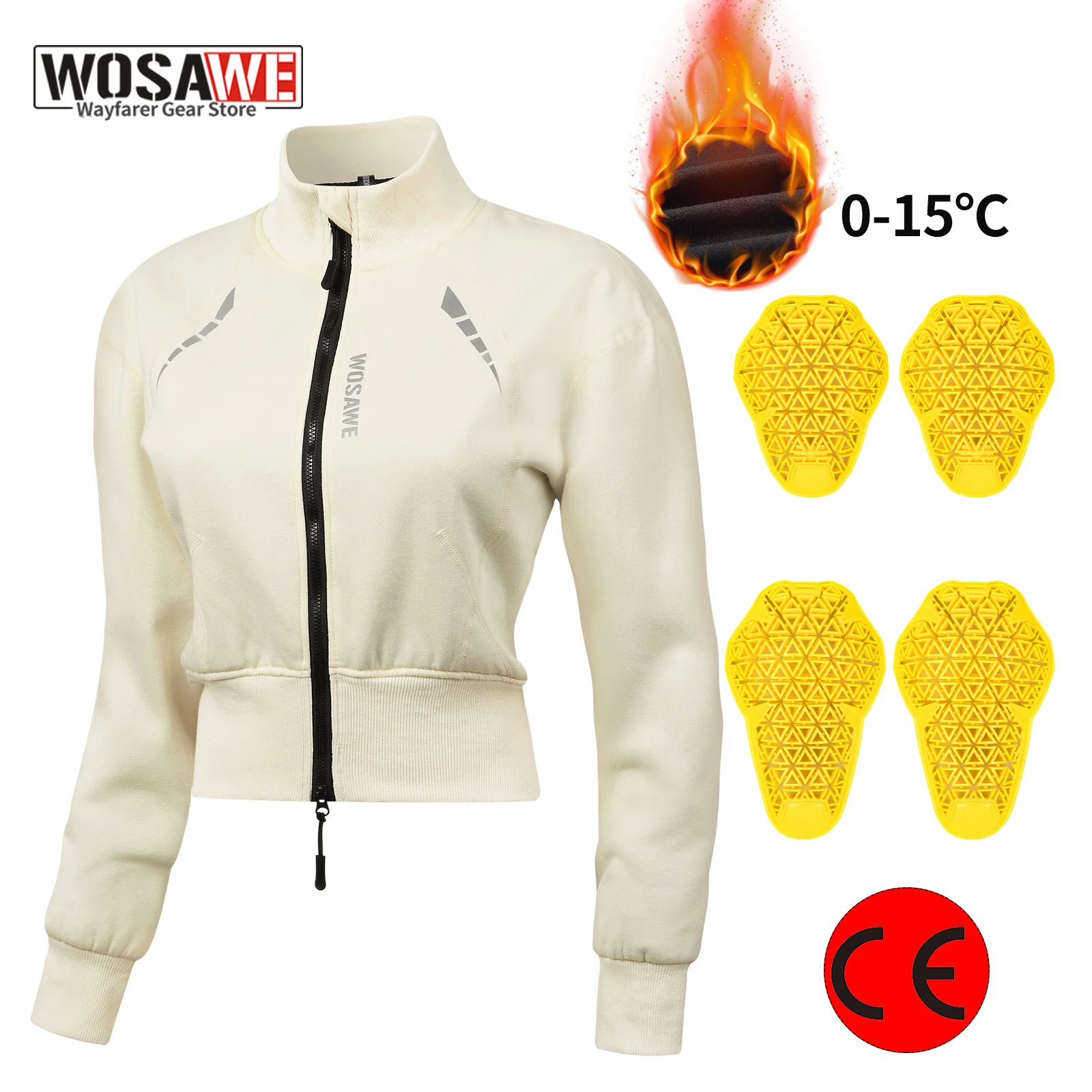 

WOSAWE Woman Motorcycle Jacket Winter Thermal Windproof Clothing Body Riding Safety Coat Built-in Protective Pads and Warm Liner