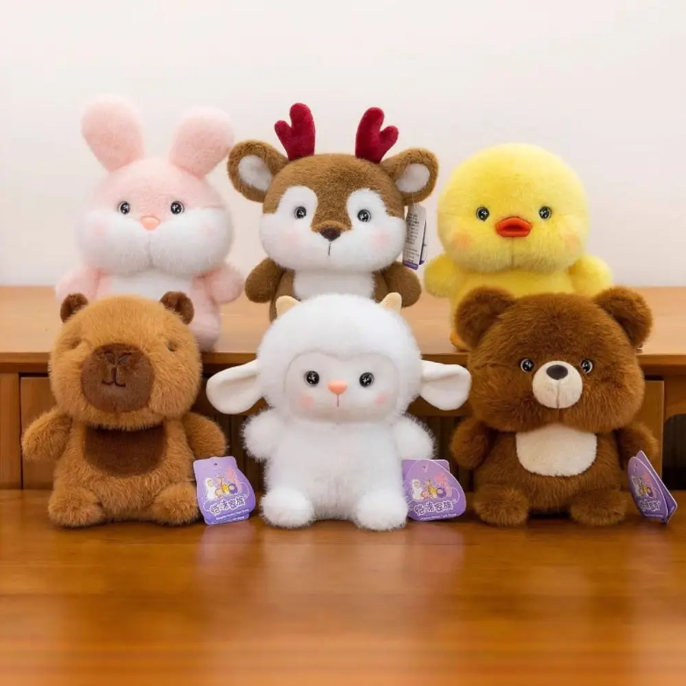 

Pink Rabbit Capybara Plush Toy Elk Lamb Yellow Duck Plush Doll Soft Cute Animal Rabbit Doll Kids Birthday Christmas
