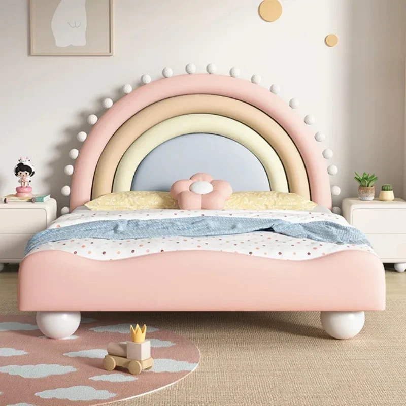 Cute Princess Children Beds Mattress Modern Pink Comferter Bed Luxury Wood Cama Infantil Bedroom Set Furniture