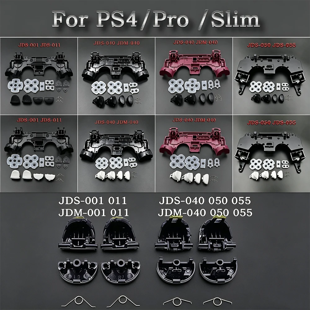 PS4 Controller Repair Kit Inner Frame+Silicone Pads/R2 L2 L1 R1 Trigger Buttons for PS4 Pro Slim Controller JDM-001 011 040 050