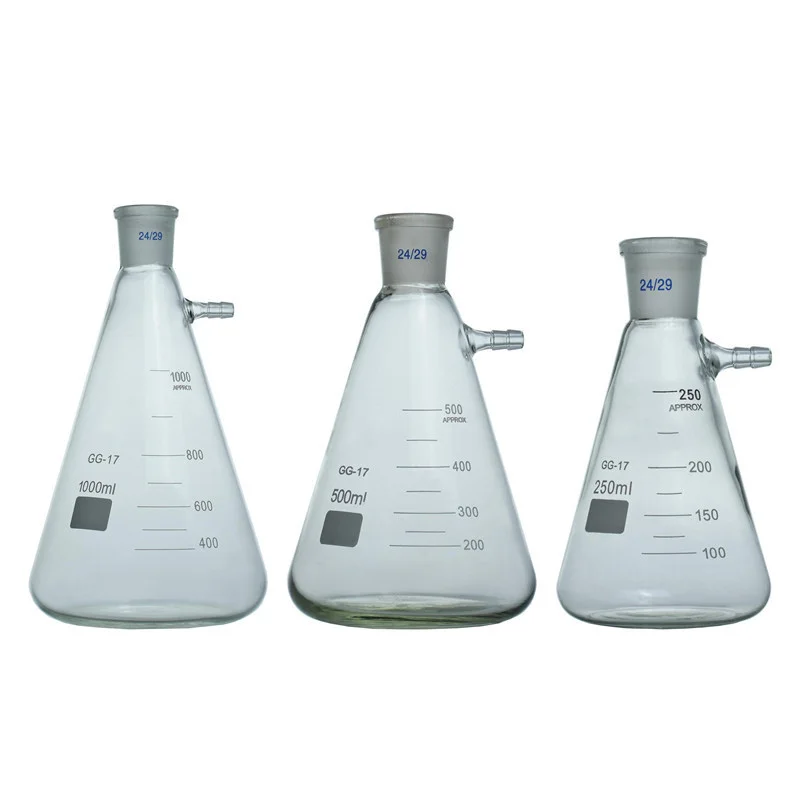 1pc Standard Mouth Glass Triangular Filtration Flask With Upper Mouth Filter Bottle