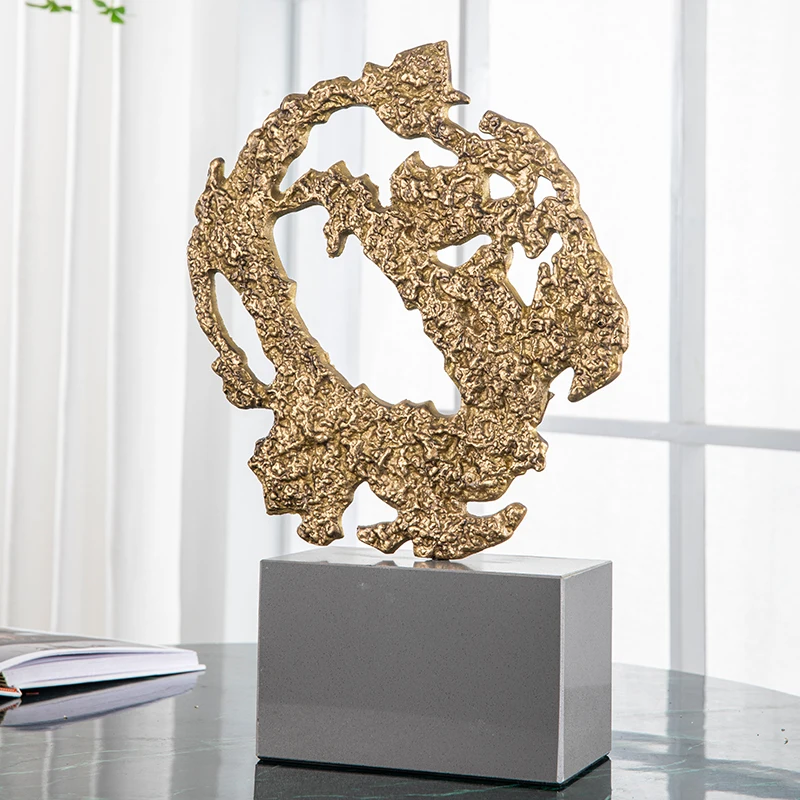 ديكور فندقي لمدخل الرخام الراقية، تصميم حديث، زخرفة مرجانية لسطح المكتب من النحاس الفاخر #3