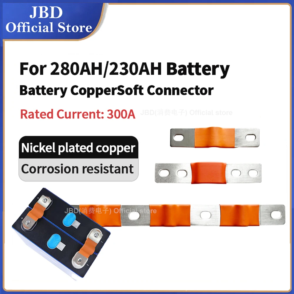 Flexible Busbar 300A 200A 56MM 74MM Bus Bar Copper Loose Protector with Isolation Battery Connector Conductive Band Elliptic
