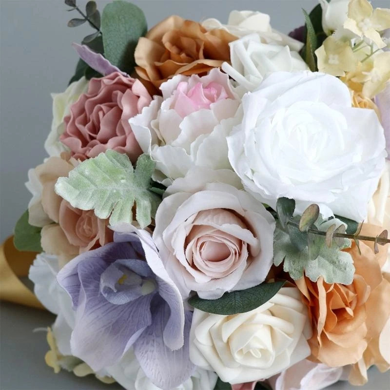 Wedding Bridal Bouquet Bridesmaid Bouquets for Home Party Valentine's Day Decor 15UB