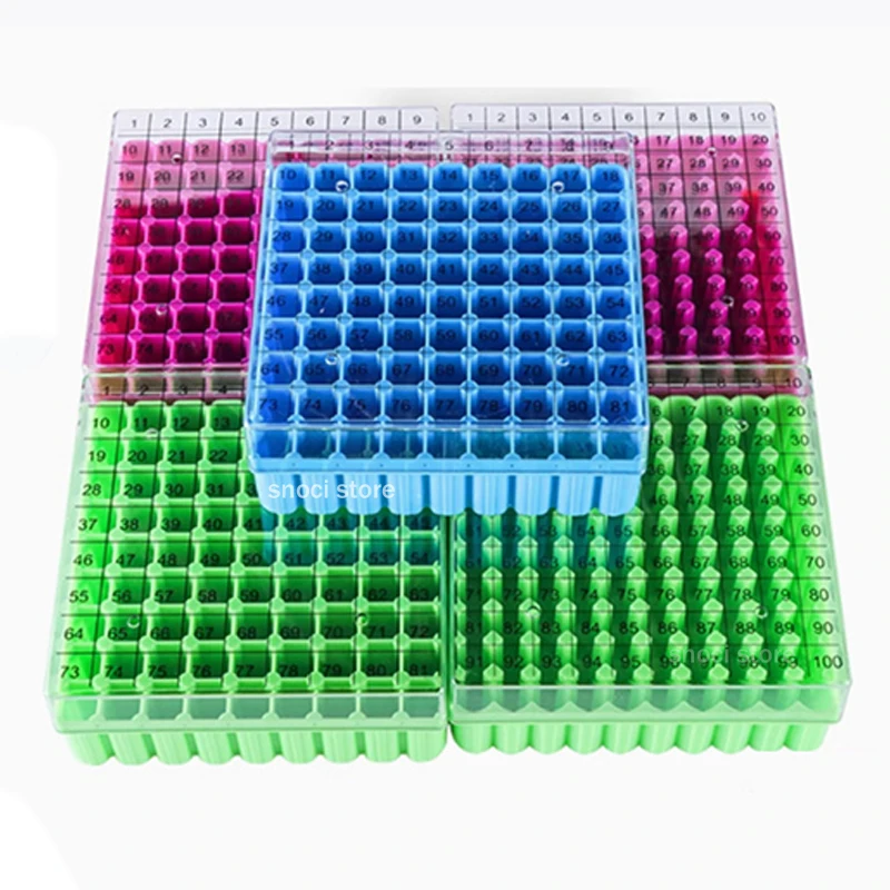 lab Plastic Freezer Box Cryogenic Storage Box PC Cryogenic Boxes，81/100-Well,for 0.5ml, 1.5ml and 2.0mL Freezing Tube 1Piece