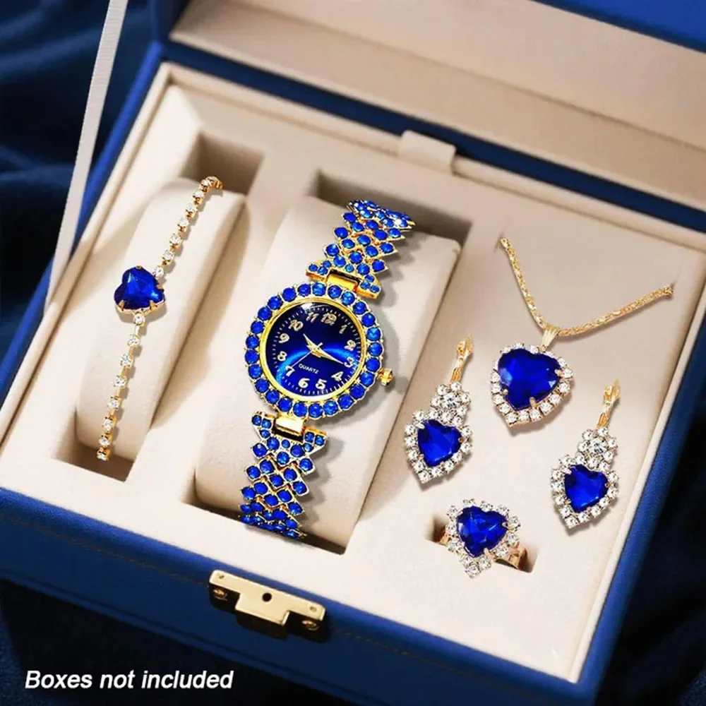 women's quartz watches with necklaces, earrings, bracelets, and accessories set