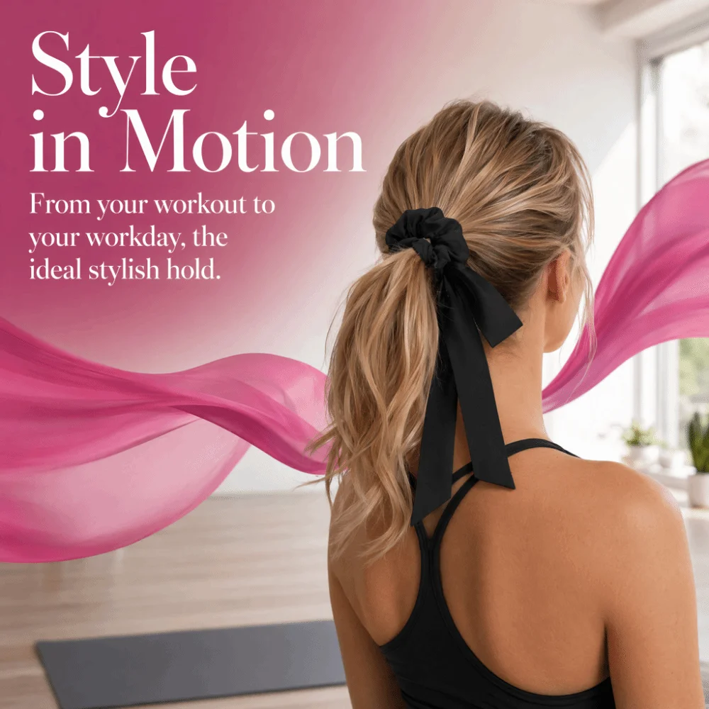 Stylish Elastic Yoga Bow Hairband Adjustable Soft Fabric Hair Accessory Band Breathable Long Ribbon Tails Girls Headband Dance