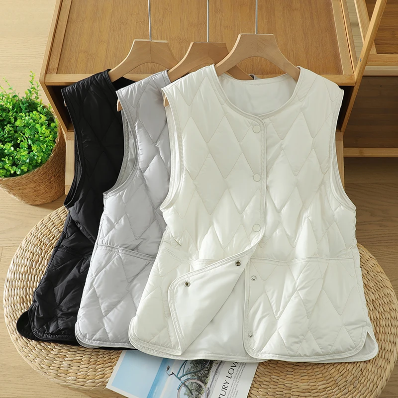 

Женский свободный терможилет, новая осенне-зимняя однотонная внутренняя одежда с наконечниками, верхняя одежда Jaet, модная корейская одежда