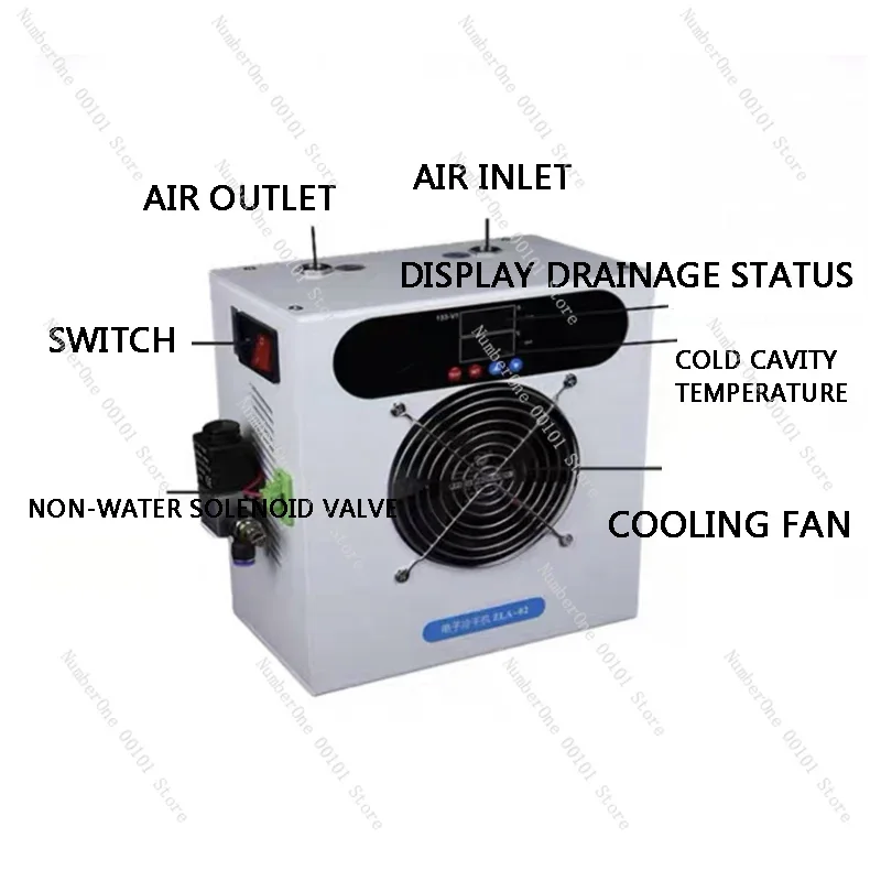 Refrigerated Gas Dryer Air Compressor Compressed Air Drying Water Removal Filtration Automatic Drainage Small Cold Dryer