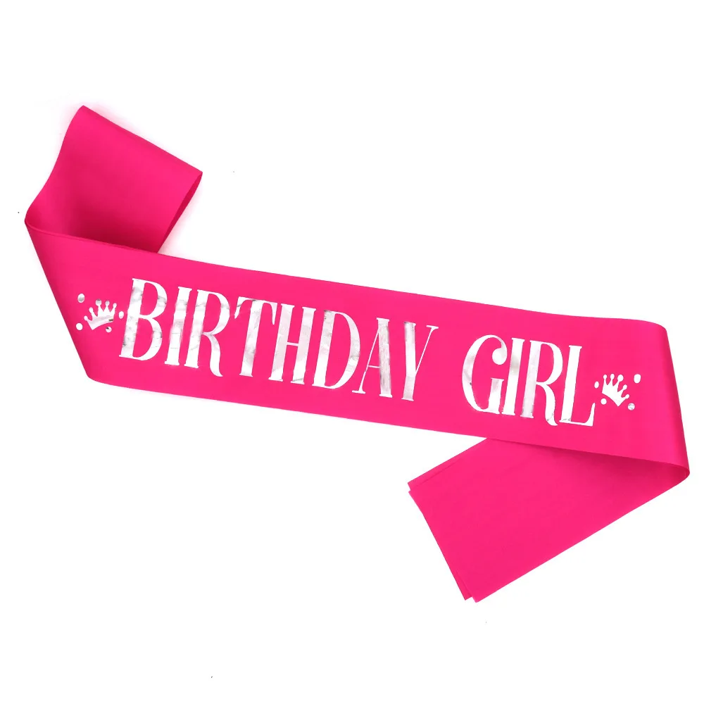 Hot Pink Birthday Girl Queen Sash Ribbon Satin Party Belt Decorations Birthday Party Supplies view 4