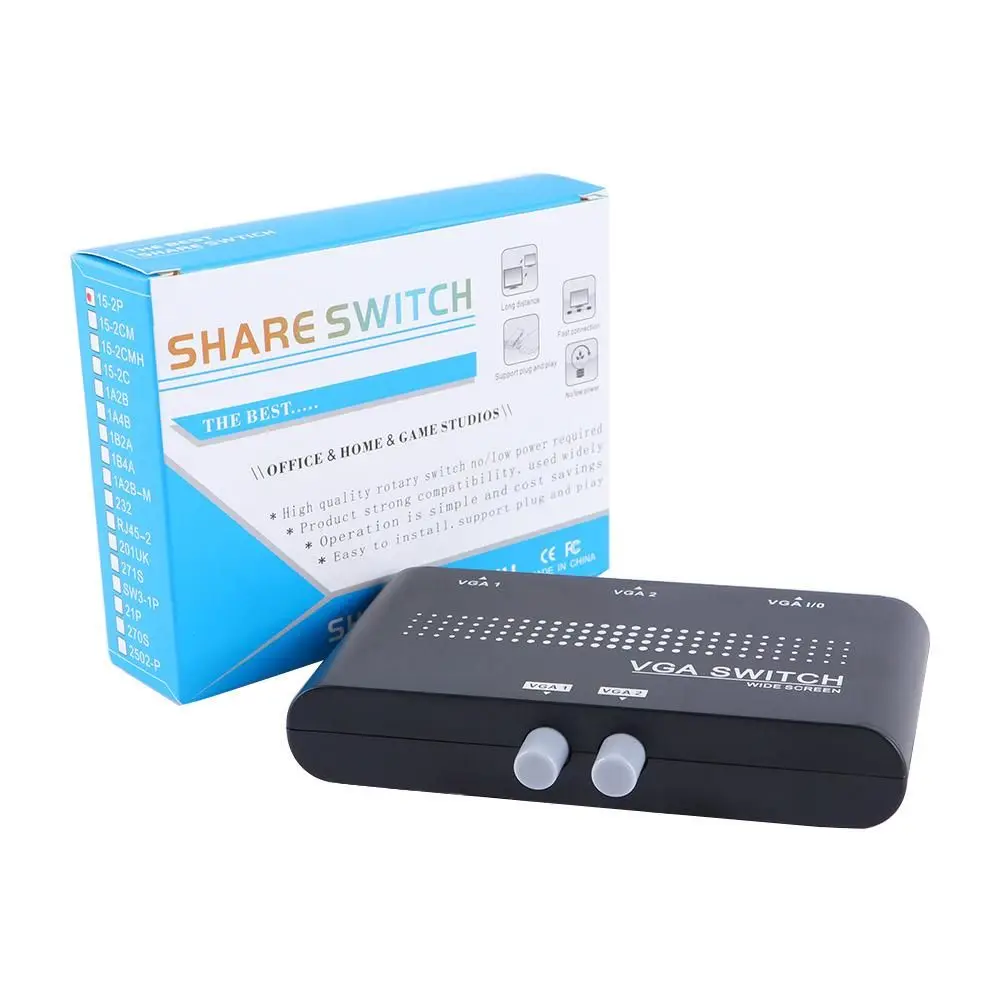 

Durable 1920x1440 2 Ways for PC Converter Box VGA Splitter Video Switch Adapter VGA Switcher