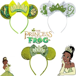 The Princess and The Frog Ears Hair Accessories Women Disney Tiana Hairbands For Girls Festivals Protea Crown Bow Head Band Kids