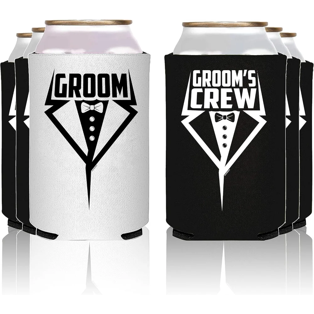 2025 6-pack Groom and Groom's Crew Tuxedo Insulated Can Coolers for Bachelor Party Supplies Groom To Be Wedding Decoration Gift