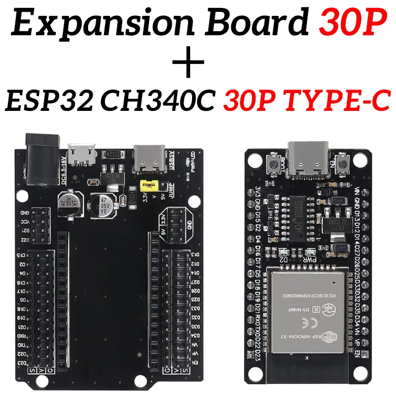 ESP32 개발 보드, 와이파이 + 블루투스, 초저전력 듀얼 코어 ESP32-DevKitC-32 ESP-WROOM-32 확장 보드, CH340C