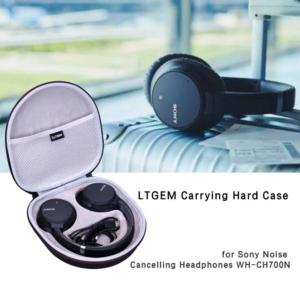 LTGEM EVA Black Carrying Hard Case for Sony Noise Cancelling Headphones WH-CH700N