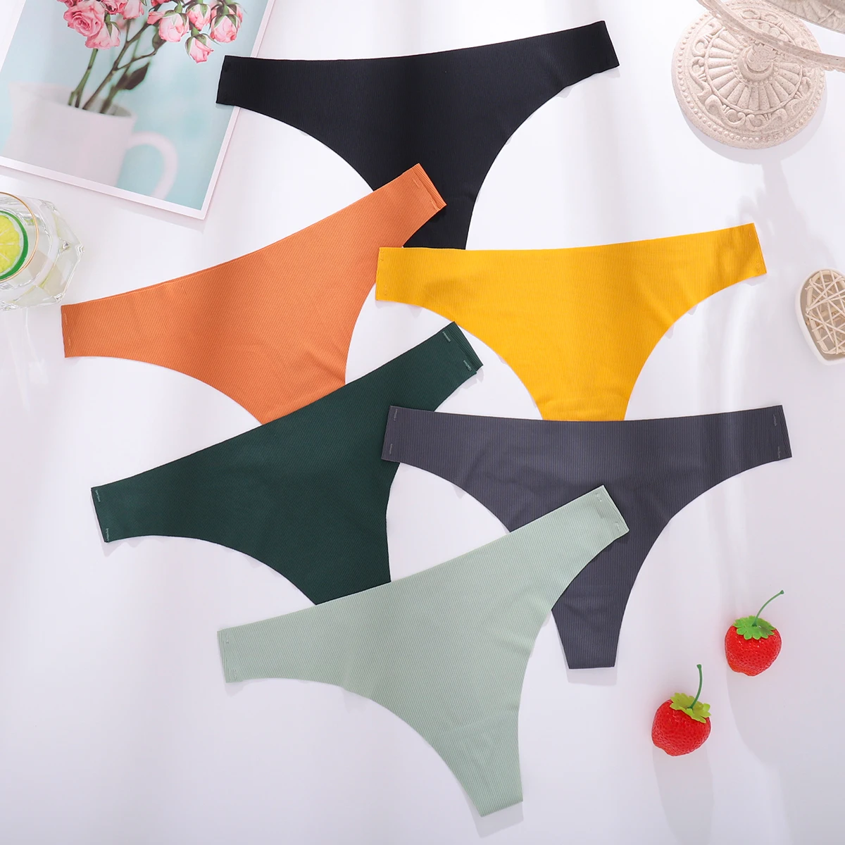 6PCS/Set XS-L Women Sexy Thong Panties Pack Lingerie 6 Solid Colors G-string Sexy Thongs Girl Underwear Female Pantys