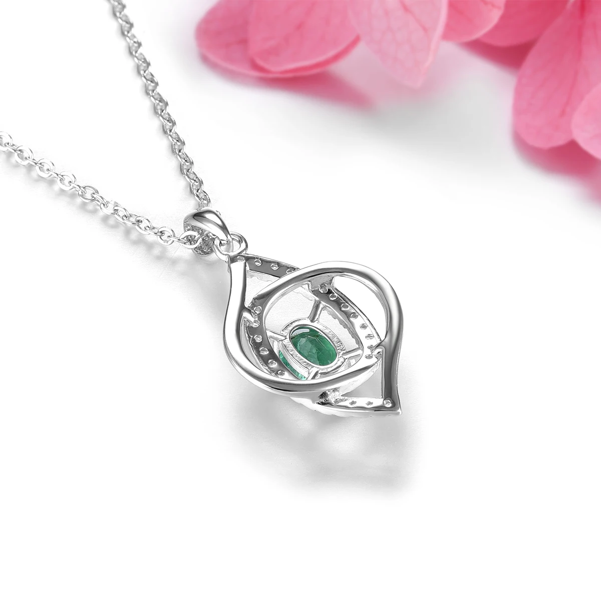 Natural Genuine Precious Emerald Solid Sterling Silver Pendants 0.45 Carats Classic Fine Jewelry Design S925 Rhodium Plated - Image 5