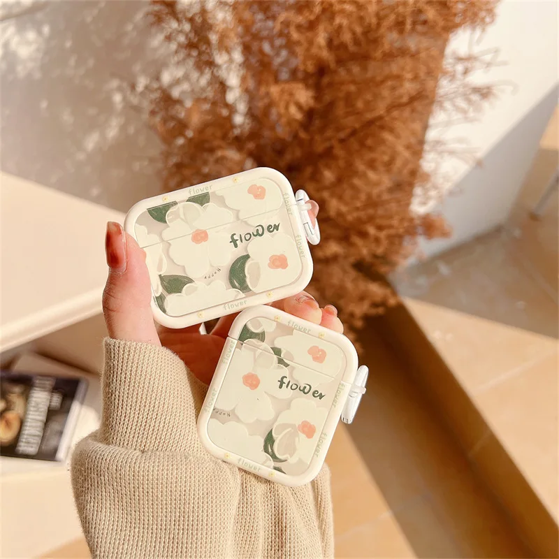 

Small Fresh Flowers+Ring For Apple AirPods 1 2 Pro Bluetooth Headphone Cover 3rd Generation Silicone Soft Cover Protective Case