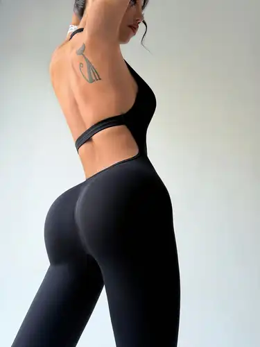Imagen 1 del producto Mono de Yoga de una pieza para mujer, ropa deportiva corta ajustada, ropa de gimnasio, ropa de entrenamiento, mono elástico para Fitness, chándal
