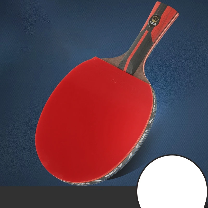 BOER 1 PCS Carbon Black Blade Table Tennis Racket With Rubber Table Tennis Paddle Table Tennis Racket Horizontal Grip Red