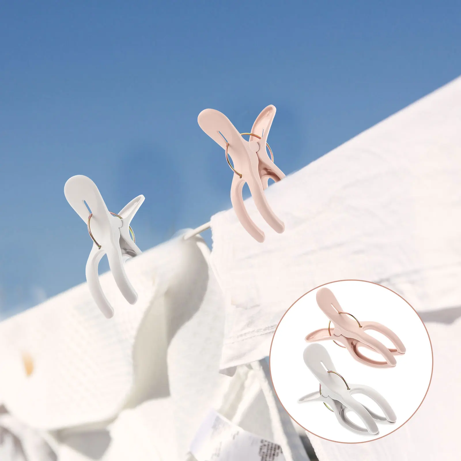 

12pcs Large Windproof Clothes Clips Heavy Duty Plastic Quilt Towel Hanger Fixator Drying Hanging Beach Chair Blanket Travel Use