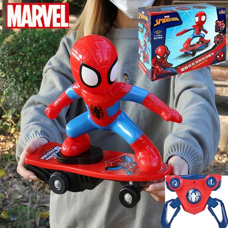 Marvel Spiderman Automatic Flip Rotation Skateboard Acousto-Optic Car Ultraman Electric Music Toy Stunt Scooters Christmas Toys