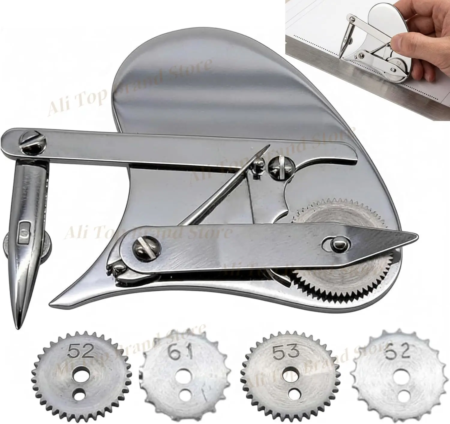 Mechanical Gear Train Ruling Pen with 4 Interchangeable Dotting Wheels,Vintage Precision Dotting Pen Set Blueprint Drafting Tool