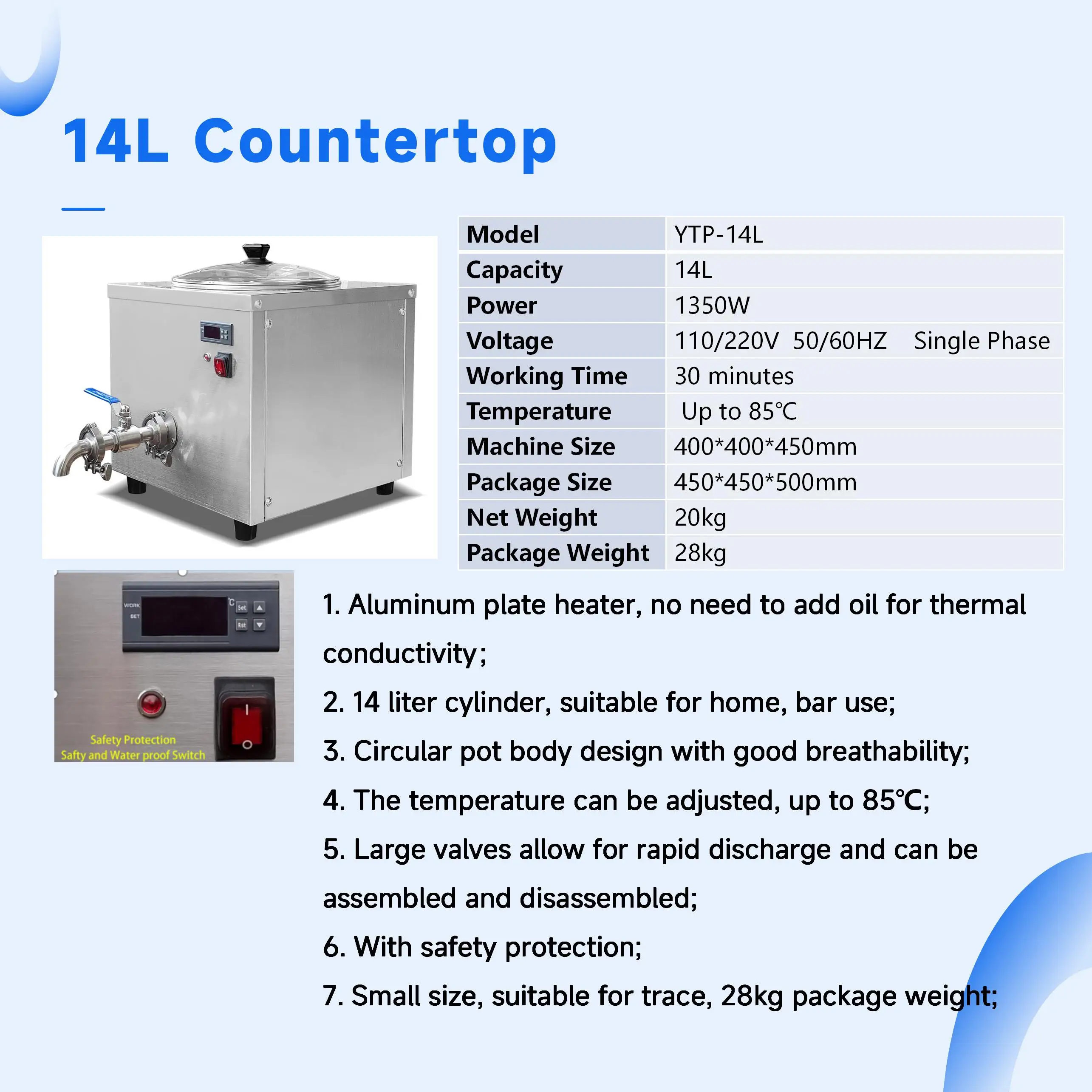 14L Small Yoghurt Making Machine Pasteurizer Batch Pasteurizer for Milk Juice Ice Cream-Pasteurization Machine