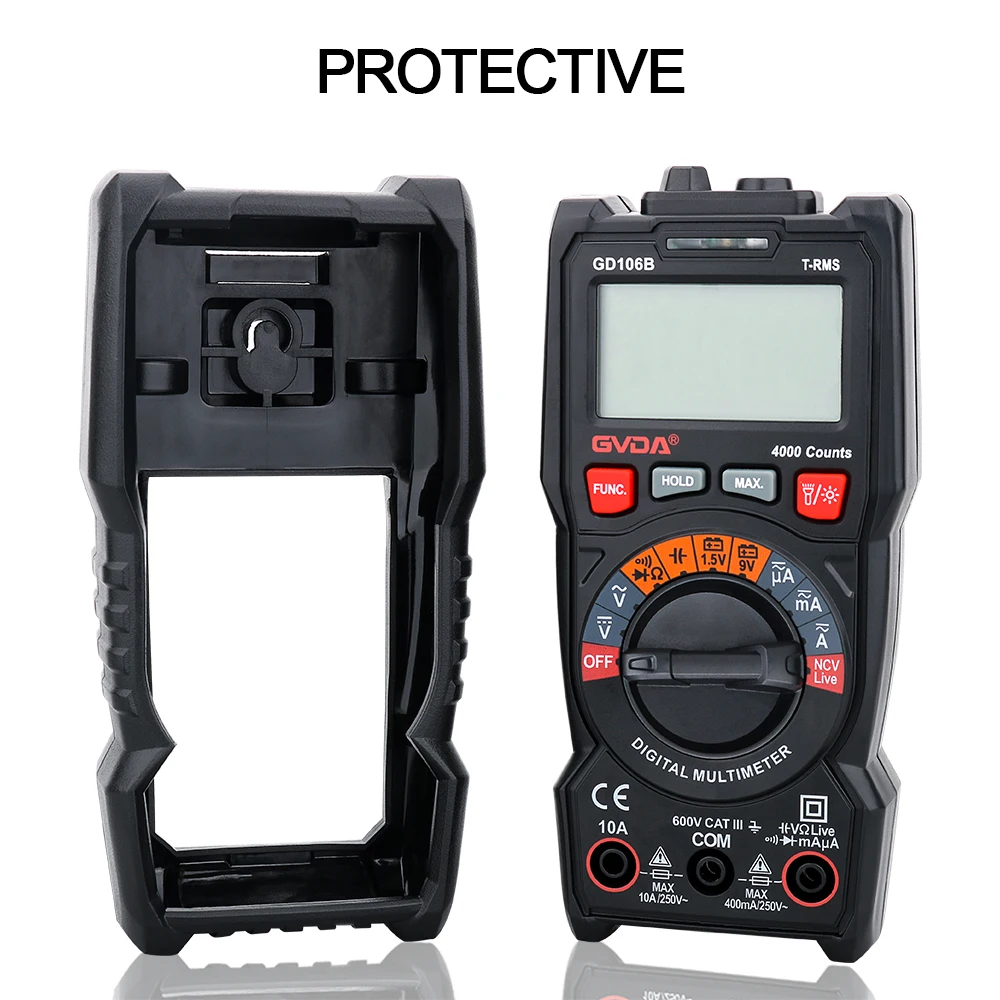 GVDA Digitalmultimeter DMM Voltmeter True RMS AC DC NCV Ohm Spannungsprüfer Smart Amperemeter 4000 Counts Multitester