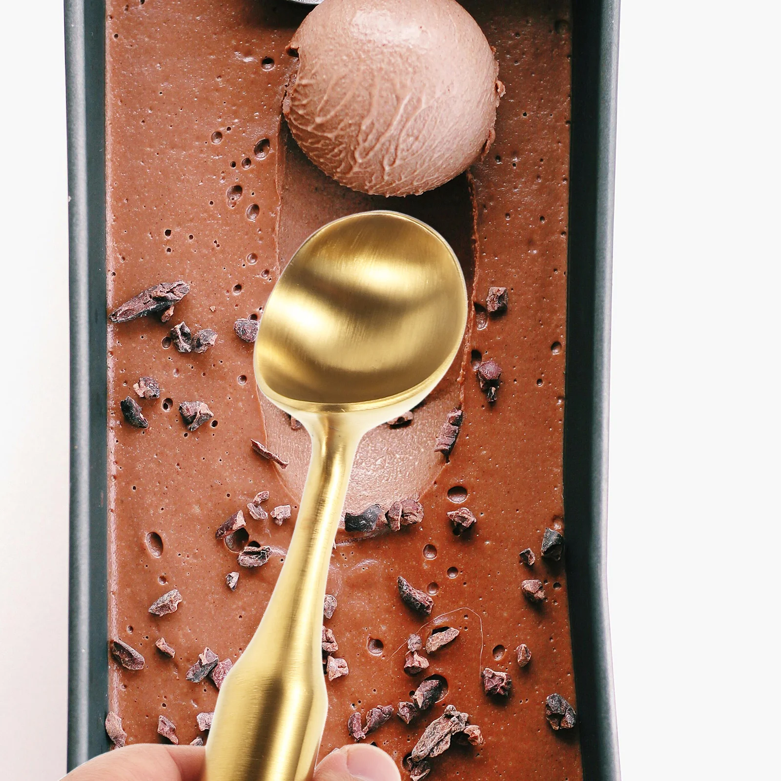 

Gold Stainless Steel Ice Cream Scoop Nonstick Long Handle Heavy Duty Ice Scooper for Melon Baller Cookie Dough Fruit Salad