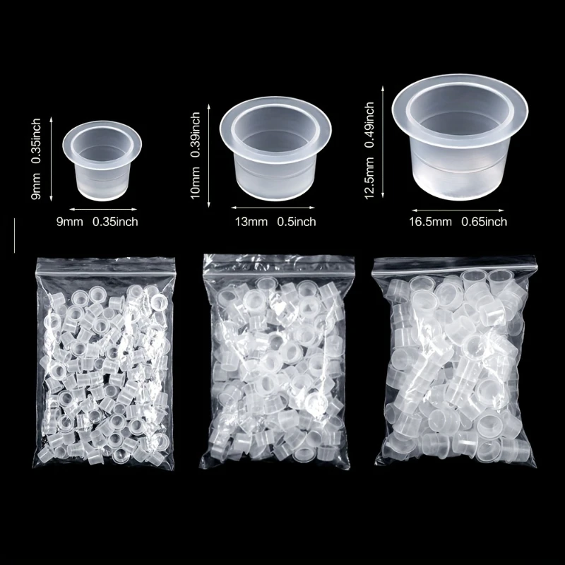 

100pcs Tattoo Ink Cups - Durable Plastic, Assorted Sizes (9/12/15mm) | Essential for Tattoo Artists, Tool-Free Operation