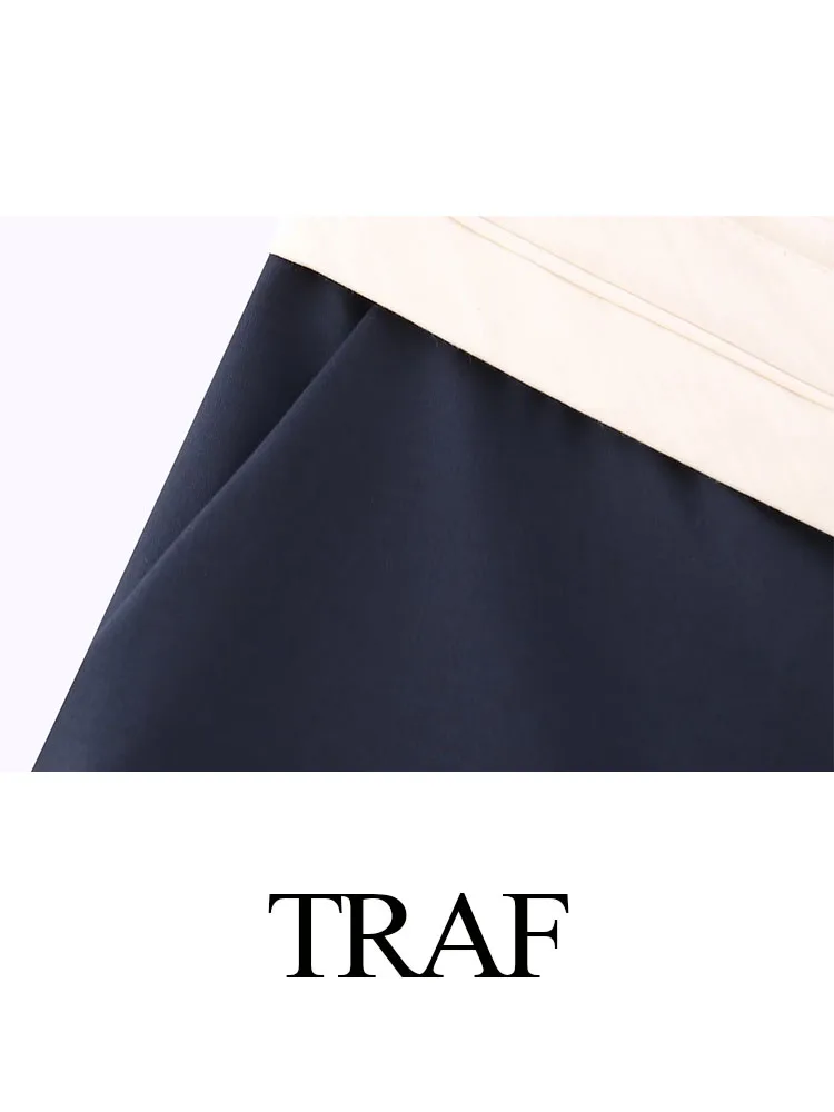 TRAF-pantalones de pierna ancha para mujer, pantalón holgado de cintura alta con cremallera, elegante e informal, para oficina, Otoño, 2023