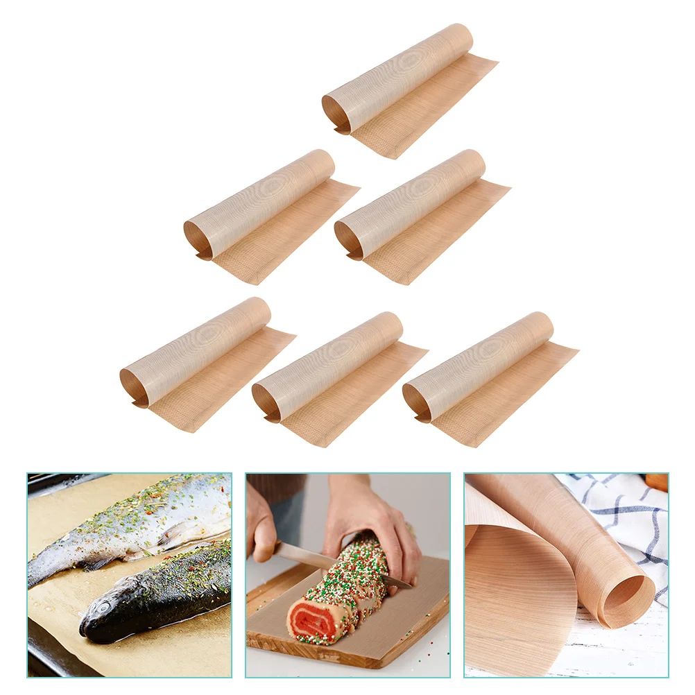 

6 Pcs Grills Baking Tray Pad Grilling Mats BBQ for Outdoor Cuttable Non-stick Coffee