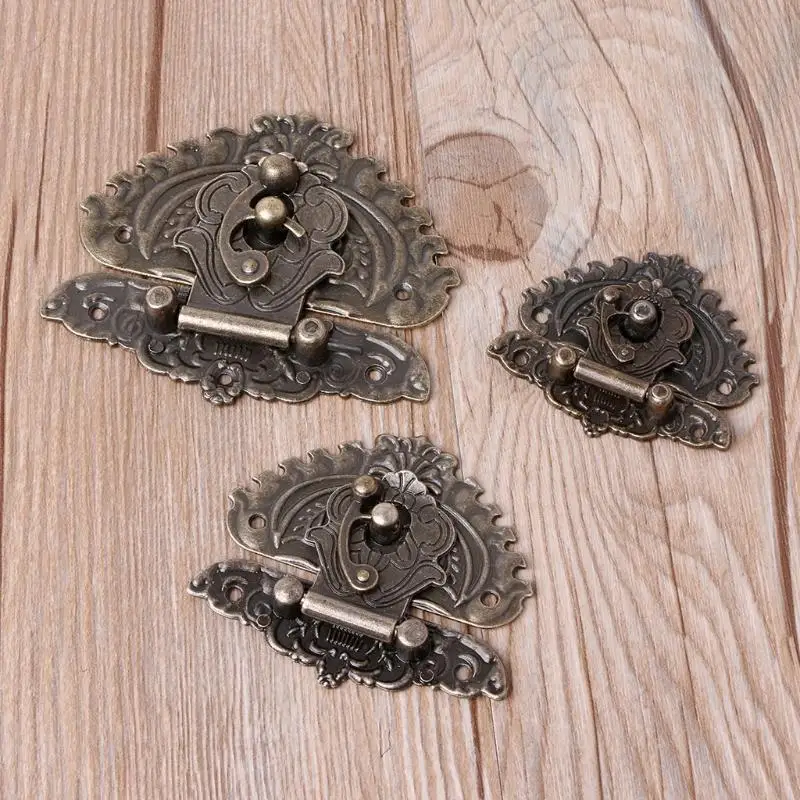 4xfd Vintage Retro Retro Decorative Hasp Toggle Stack Box Box Lock Crochet pour