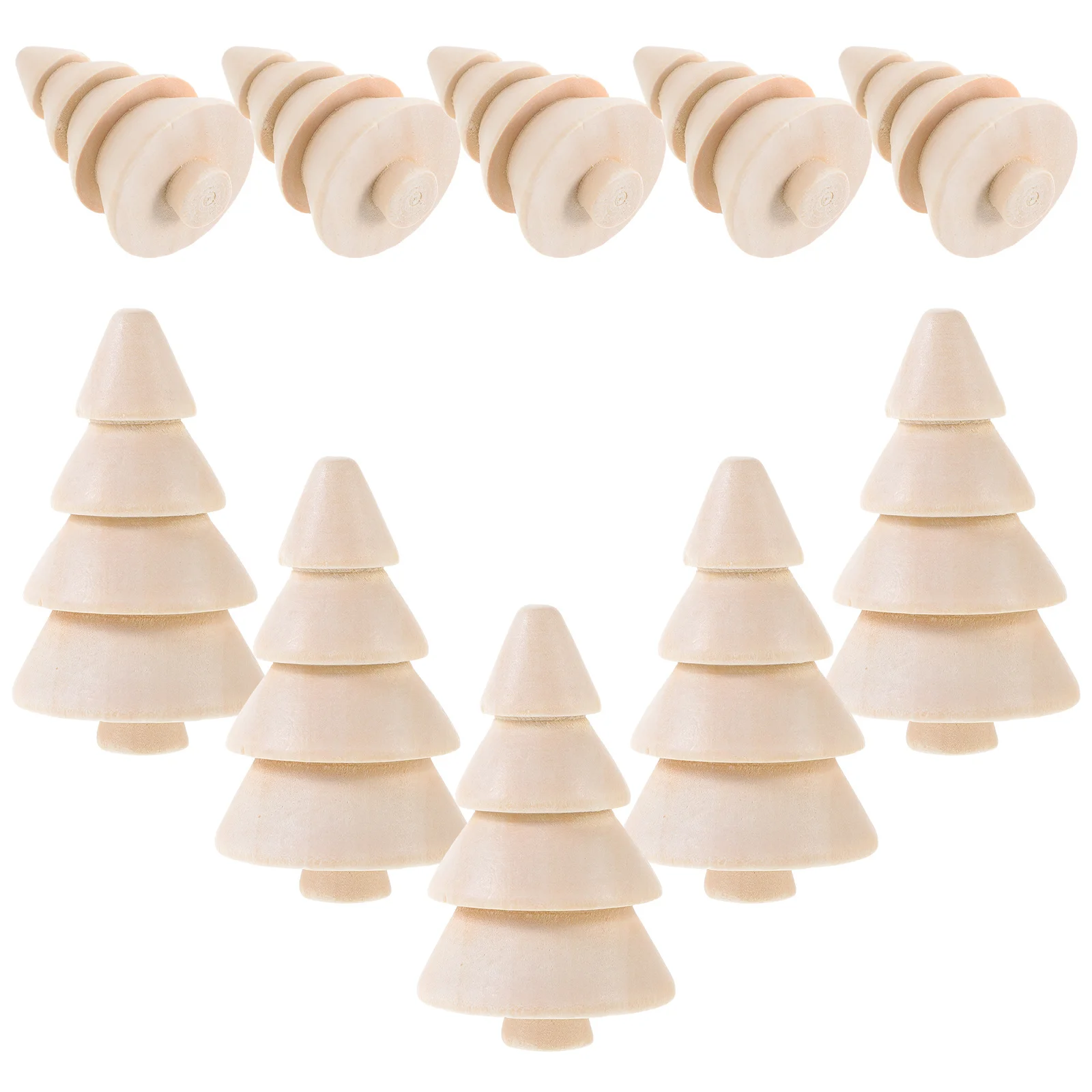 

10Pcs Blank Wooden Christmas Tree Unpainted Wood Crafts Desktop Xmas Ornament DIY Decorative Festival Adornment