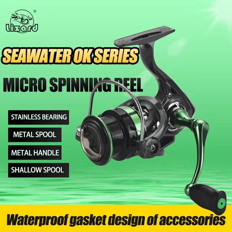 Lizard Full Metal shallow Spool spinningFishing Reel with NGK IISeawater Proof Series  5.2:1 Ratio 13 Stainless Bearing Spinning