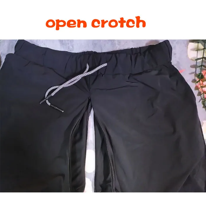 Open Crotch Outdoor Sex Men\'s Cotton Yoga Sweatpants Exercise Pants Male Open Bottom Athletic Lounge Pants Loose with Pockets