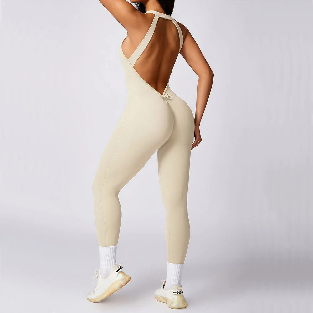 Backless Jumpsuit Women Gym Training Yoga Suit Sportswear Women Sports Fitness Rompers Stretch Female Push Up Workout Bodysuits