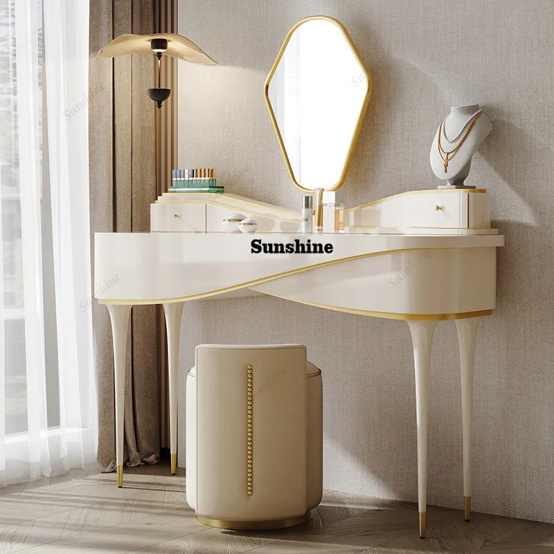 

Cream style dresser bedroom, dressing table American light luxury style new creative solid wood