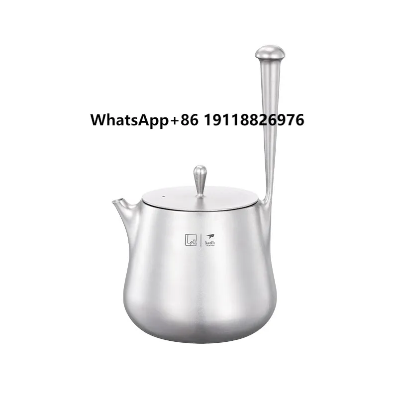 

Ultralight 1L Pure Titanium Kettle Camping Outdoor Portable Rapid Boiling Make Tea Hanging Picnic Pot Cookware