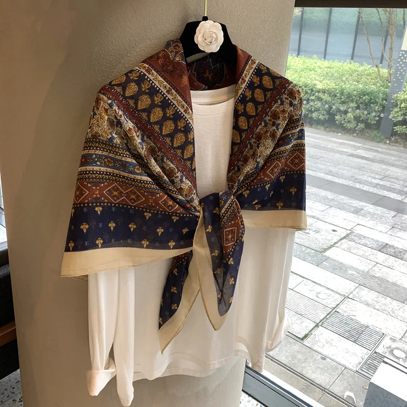 

Fashion Scarf Hijab Bandana Turban Print Headscarf Female Square Shawl Wraps Neckerchief Foulards Femme Trendy Windproof