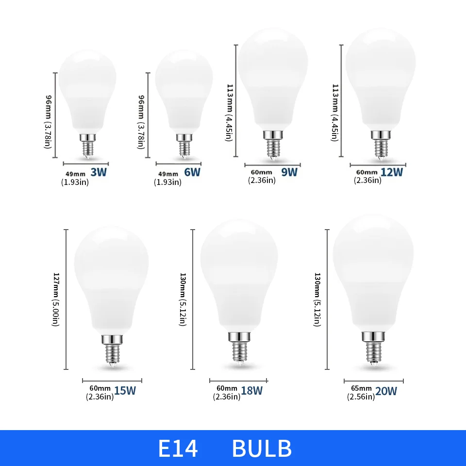 Bombilla LED para sala de estar, lámpara para el hogar, 10 piezas, AC220V, AC110V, E27, E14, AC120V, 3W, 6W, 9W, 12W, 15W, 18W, 20W