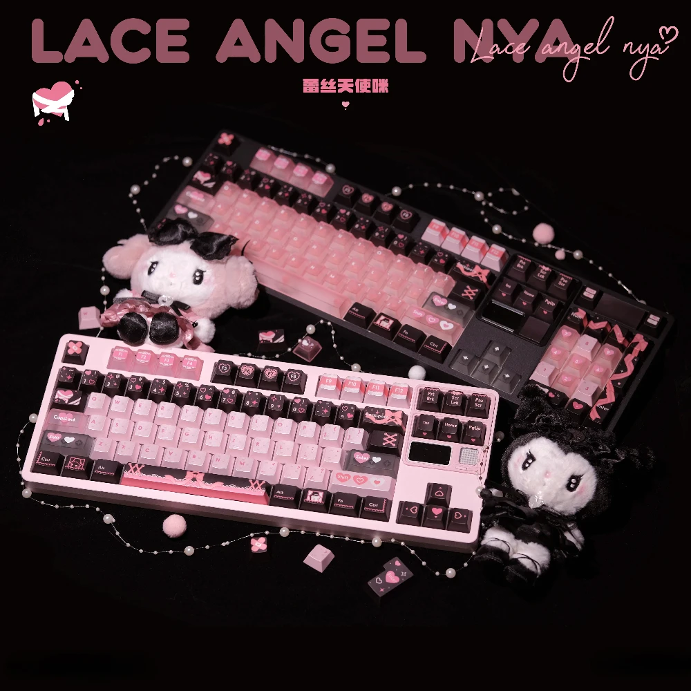 

Набор клавишных колпачков LACE ANGEL NYA, 224 клавиши, PBT + PC, милая на заказ крышка для клавиатуры, вишневый профиль, колпачок для механической клавиатуры, аксессуар