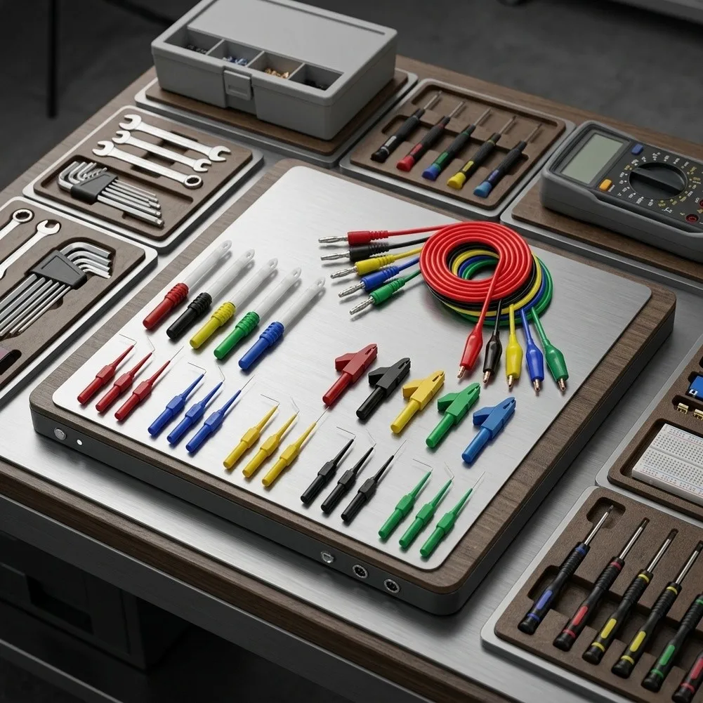 30 Piece Reinforced Test Kit with For 4mm Banana Connectors Red Copper Clips and Piercing Probes for Technical Education