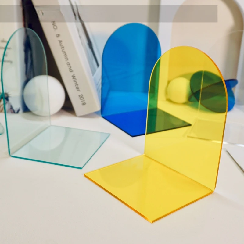 

Colorful Acrylic Bookends Stand Bookshelf Decorative Desktop Organizer Office Home Book Ends Stand Holder Shelf Bookrack